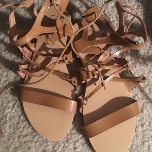 Tan Gladiator Ankle tie Sandals